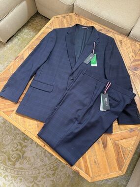 Tommy Hilfiger Dark Navy Windowpane Suit
